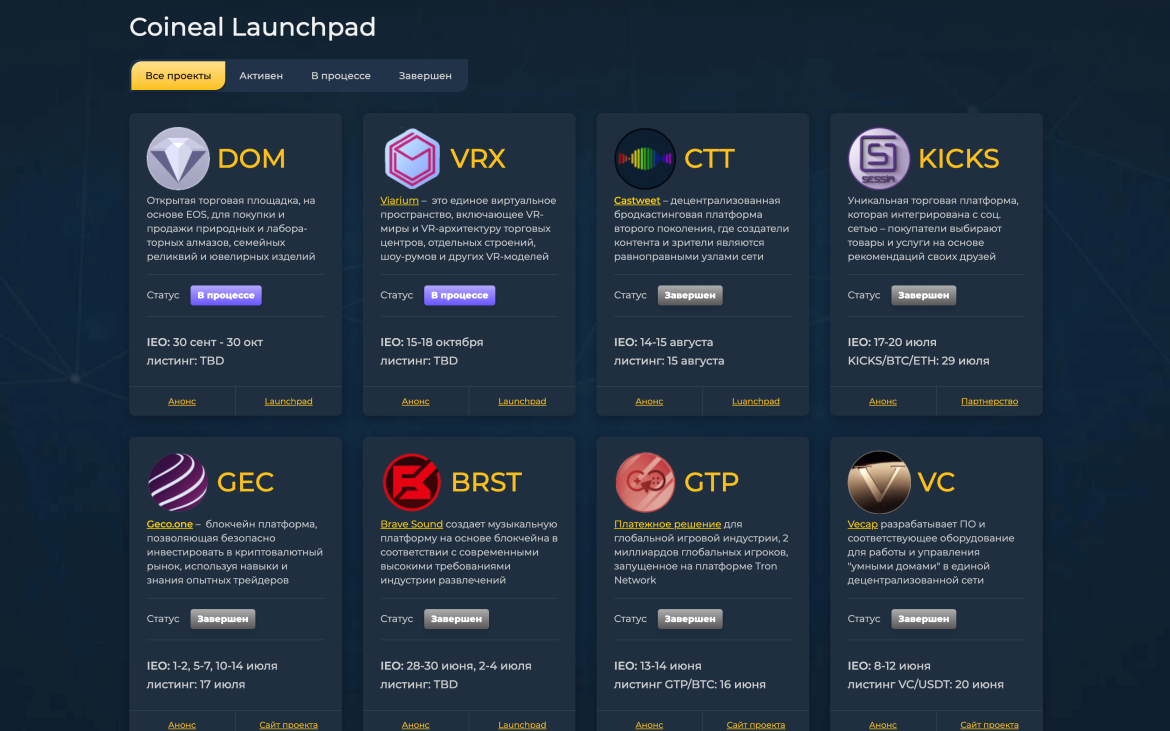 Крипто биржа Coineal