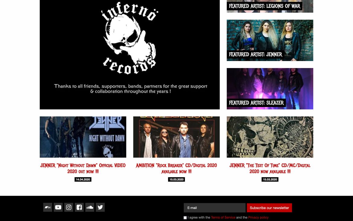 Inferno records - ecommerce shop