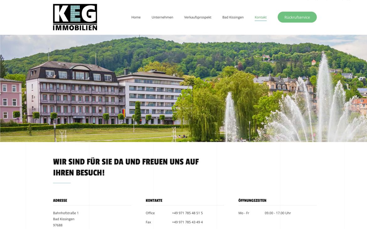 Сайт компании KEG Immobilien