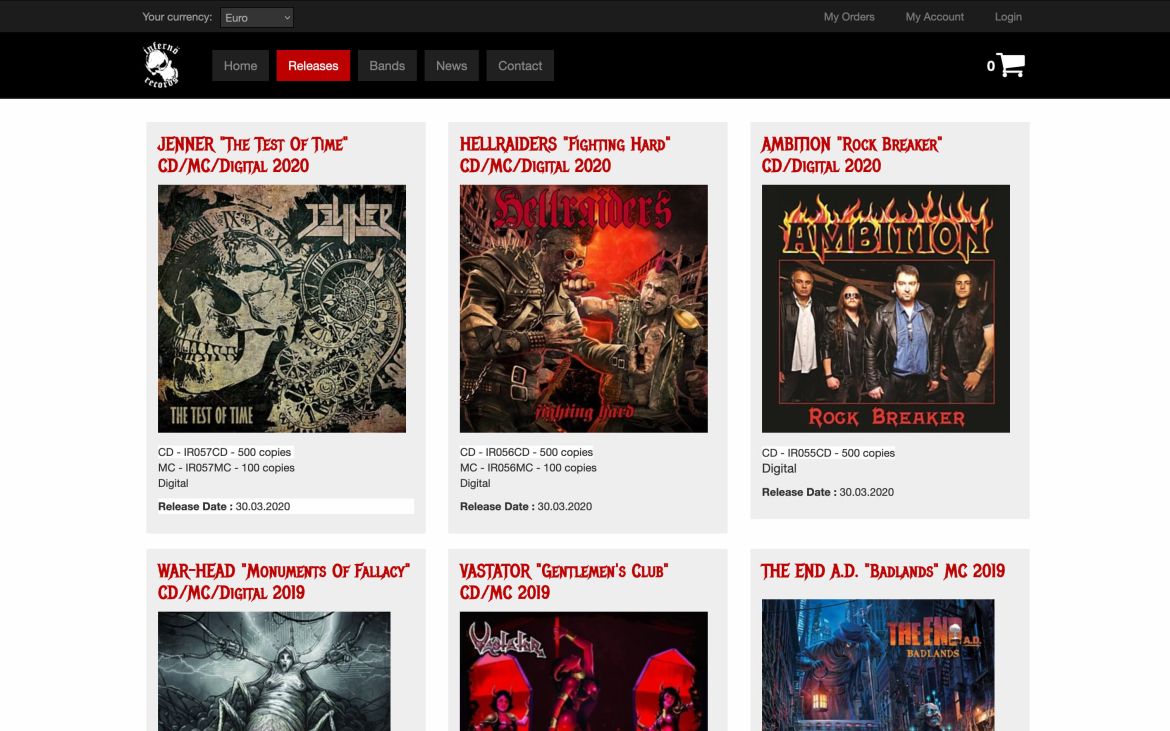 Inferno records - ecommerce shop